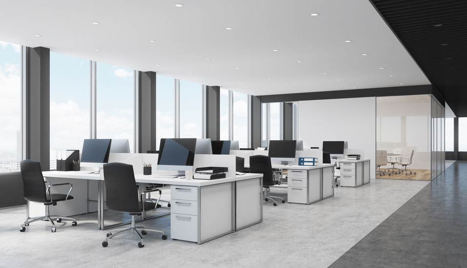 Office desks and office spaces