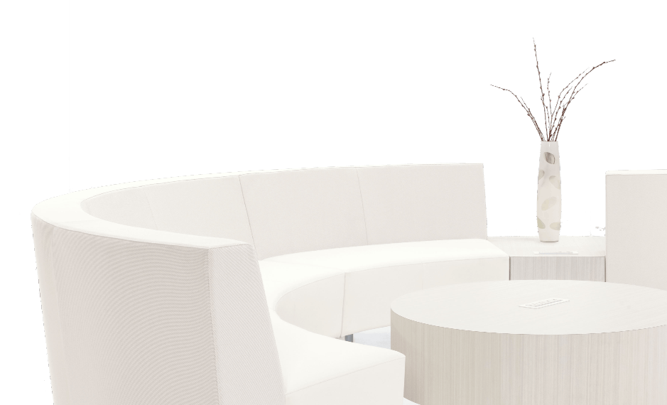 Modern office furniture Calgary - rounded couch lounge
