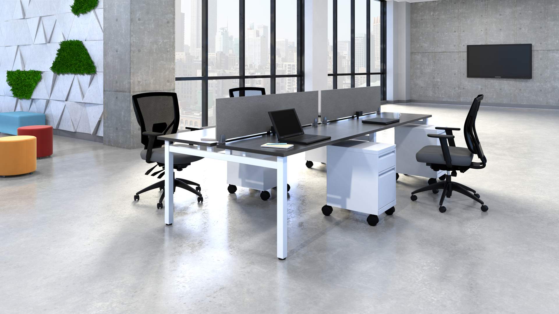 Ionic 4 Person Workstation - Alberta Office Furniture office furniture